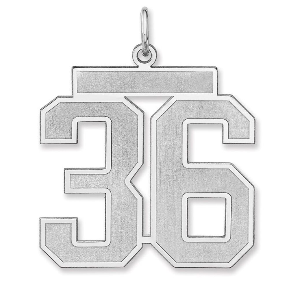 Sterling Silver, Jersey Collection, Extra Large Number 36 Pendant